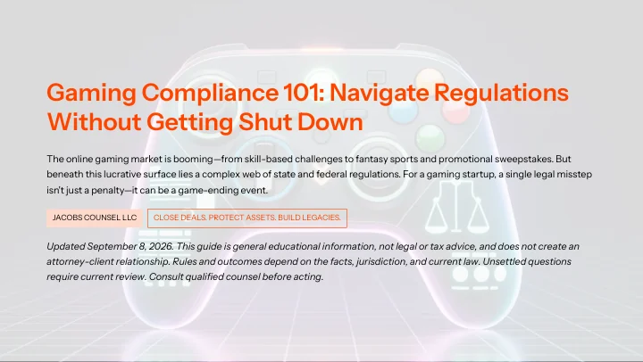 Gaming Compliance 101 — cover